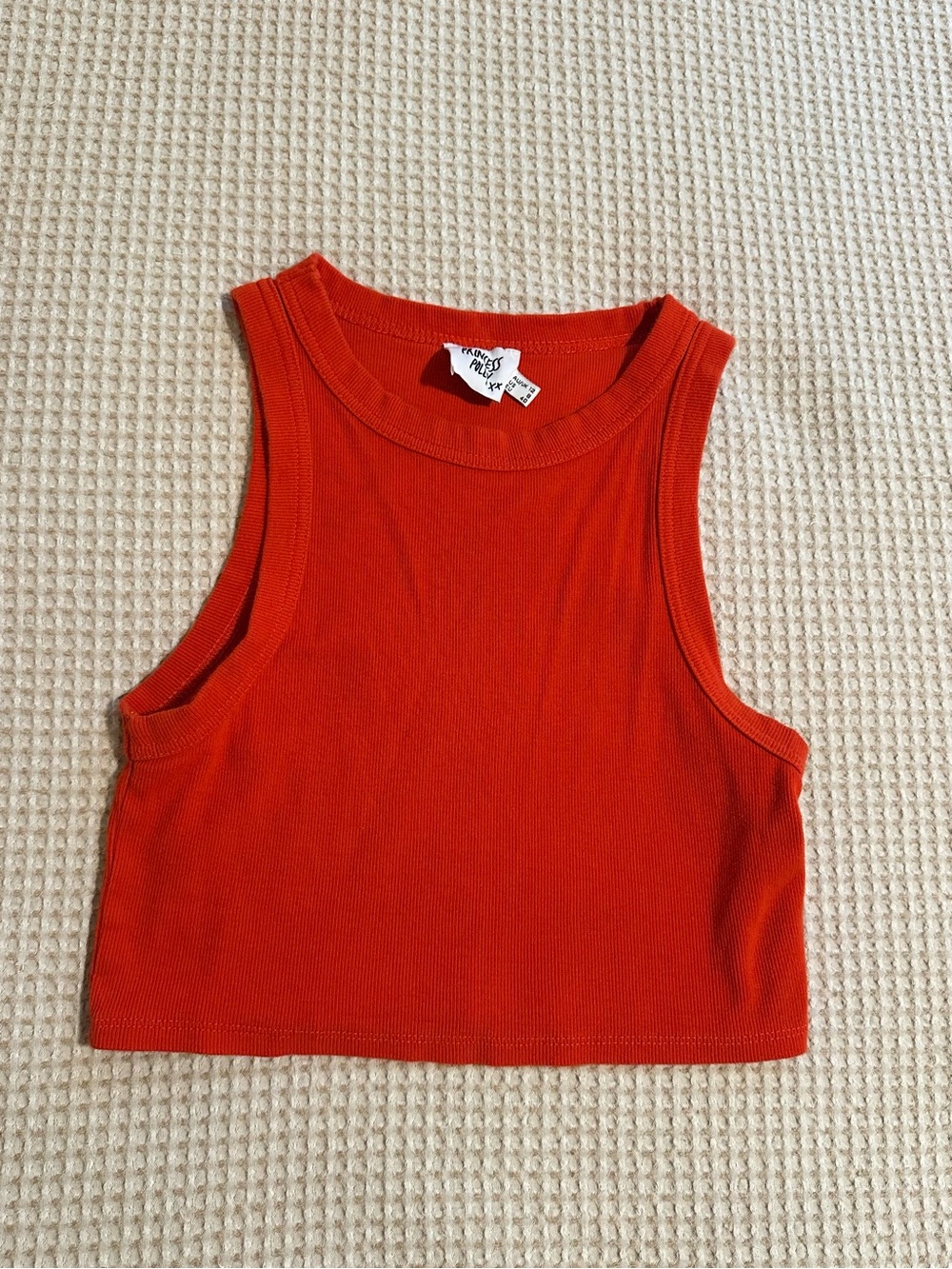 Princess Polly Ribbed Cropped Tank Top in Bright Red